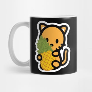 Cat Orange Pineapple Bambu Tropical Fruit Food Cute Kitten Mug